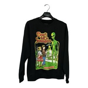 Black Crewneck Sweater “Don’t Talk to Strangers” Alien